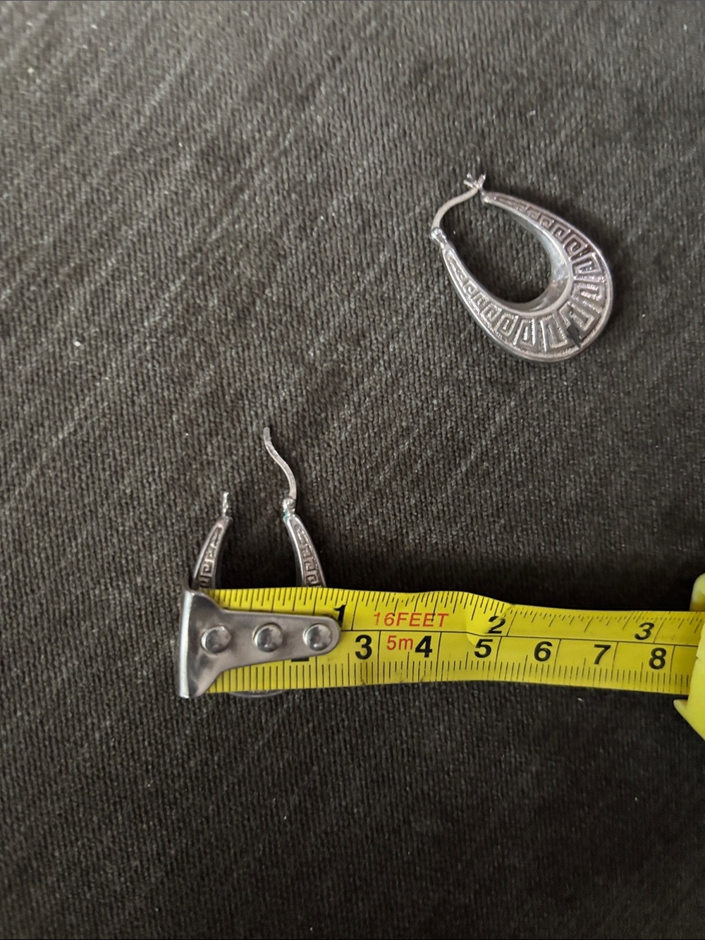 .925 Sterling HOOP EARRINGS real solid Silver Fine Jewelry 1990s Vntg teardrop - Picture 4 of 9
